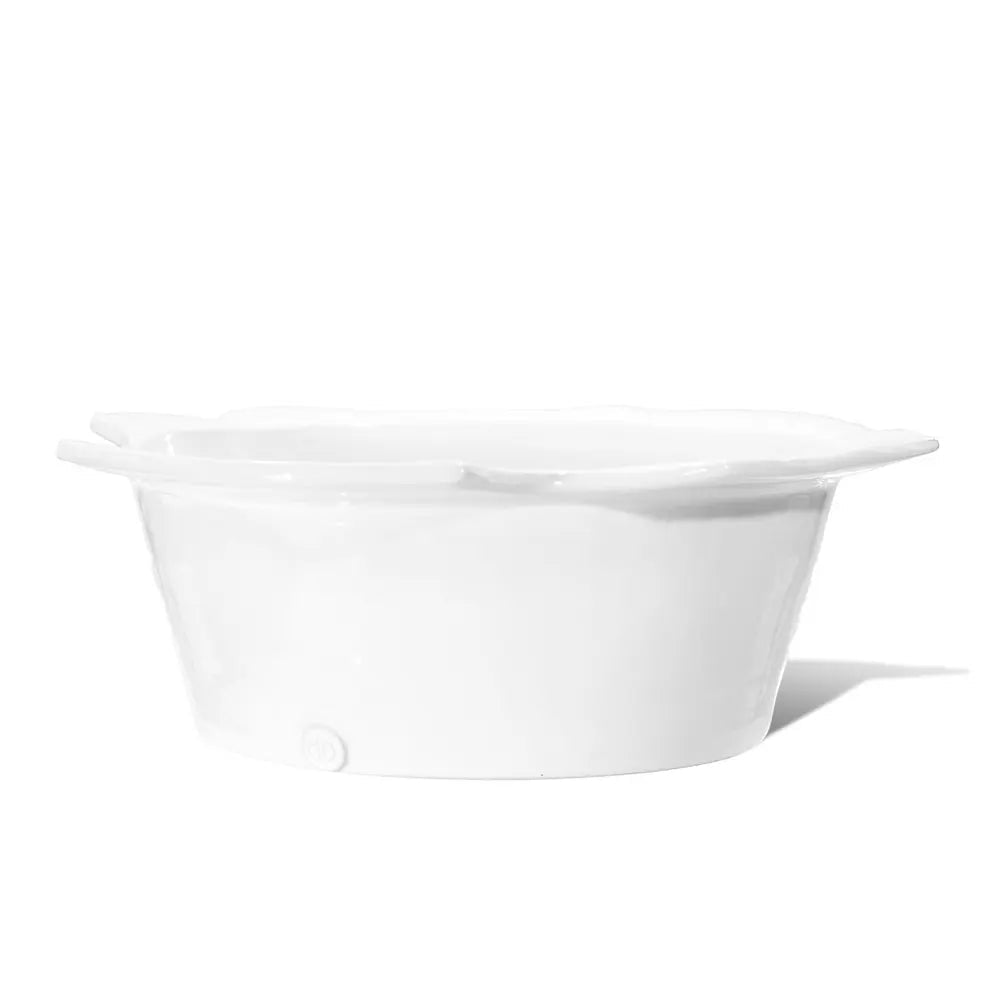Handmade creamy white ceramic small bowl by Montes Doggett, 12"Dia x 4.5"H.