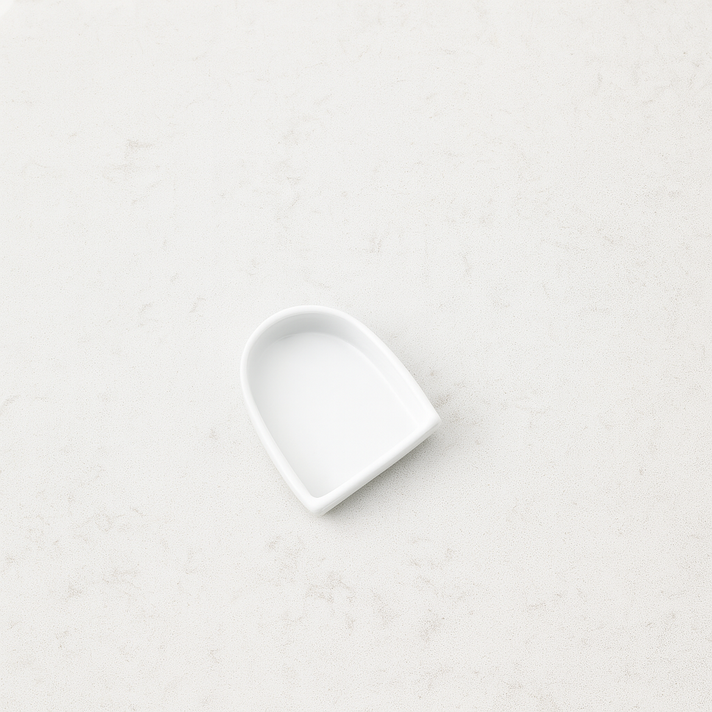 Handmade Montes Doggett ceramic spoon rest, creamy white glaze, 3.25"L x 4"W x 2"H.