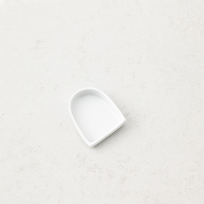 Handmade Montes Doggett ceramic spoon rest, creamy white glaze, 3.25"L x 4"W x 2"H.