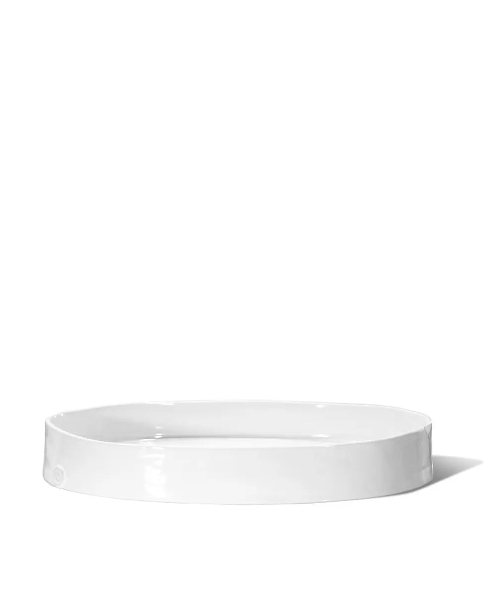 Handmade Montes Doggett ceramic tray, creamy white glaze, 10"Dia x 1.75"H.