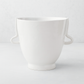 Handmade creamy white ceramic vase bowl 4761-L by Montes Doggett, organic shape with loop handles.