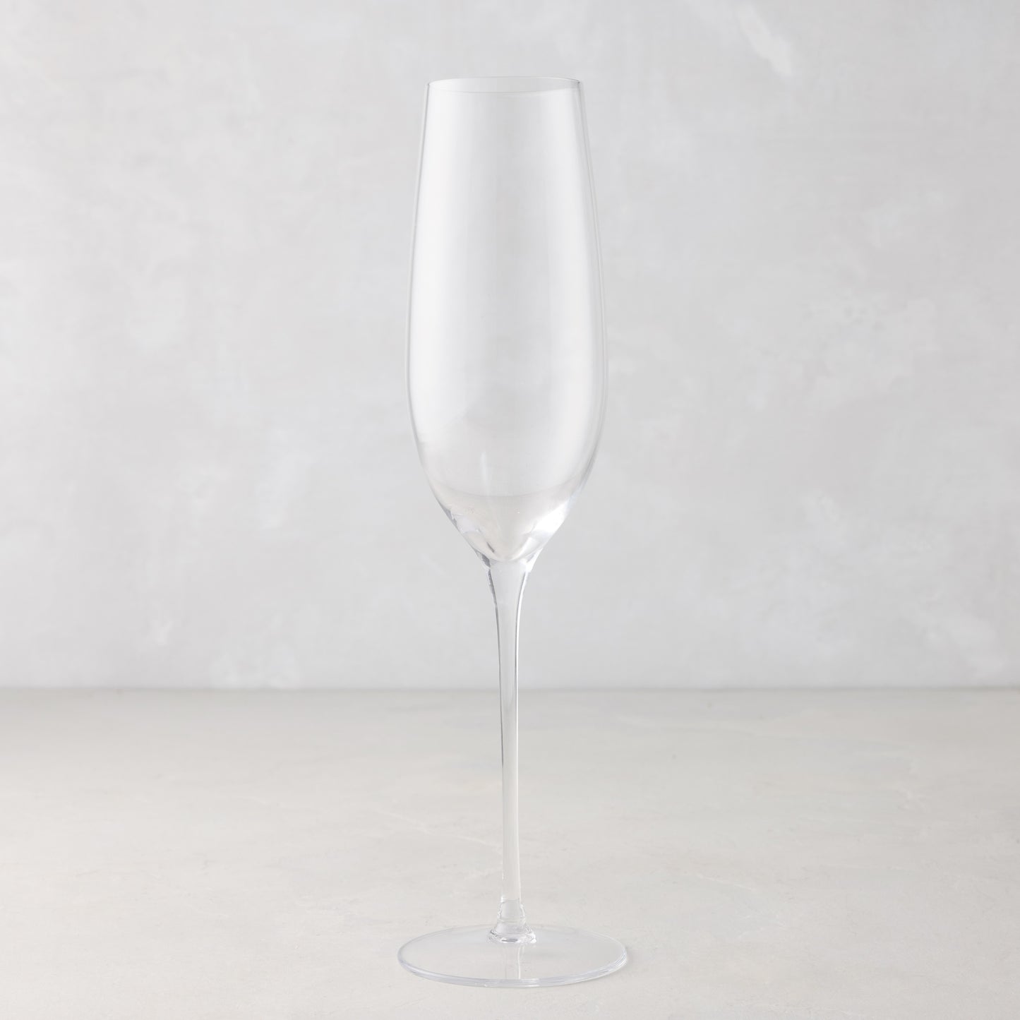 Clear, tall HG Heritage Champagne Glass, mouth-blown glass, 10"H.