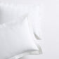 White Herringbone Matelassé Pillow Shams, set of 2, 100% cotton, with a 2” hem.
