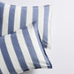 Set of 2 Herringbone Wide Blue Stripe Euro Shams, 100% cotton, with tie closures.