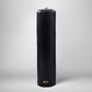 HG Black Unscented Pillar Candle, 3"x12", with gold HG logo and oversized cotton wick.