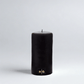 HG Black Unscented Pillar Candle, 3"x6", with a gold embossed HG logo.