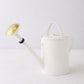 White 9-Liter galvanized zinc watering can with a long spout and brass rose.