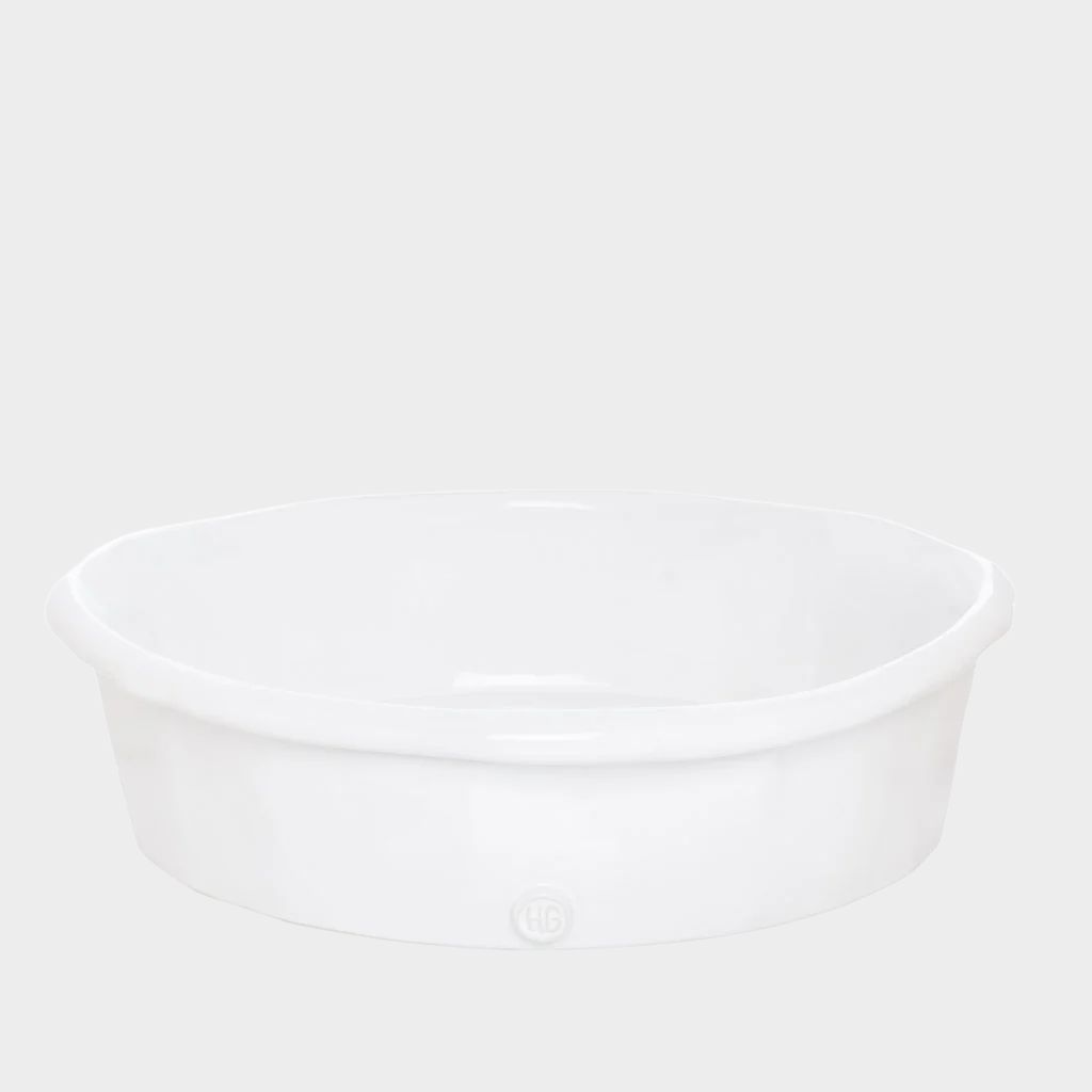 HG Handmade Ceramic Round Baking Dish, creamy white, 11"Dia, by Montes Doggett.