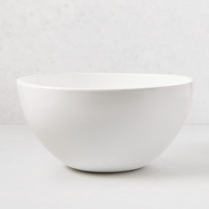 White, modern 14" ceramic serve bowl from Hudson Grace, sleek and simple.