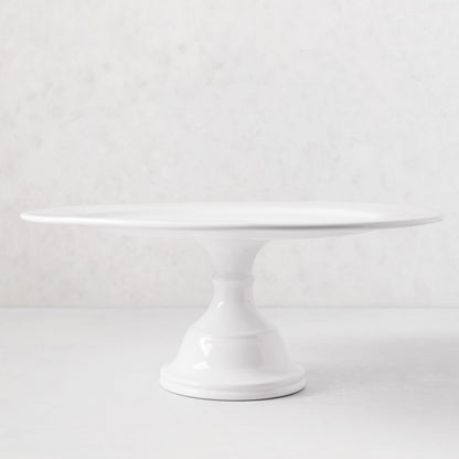 HG Original Large Pedestal Cake Stand, creamy white ceramic, 16"Dia x 6.5"H, classic European design.