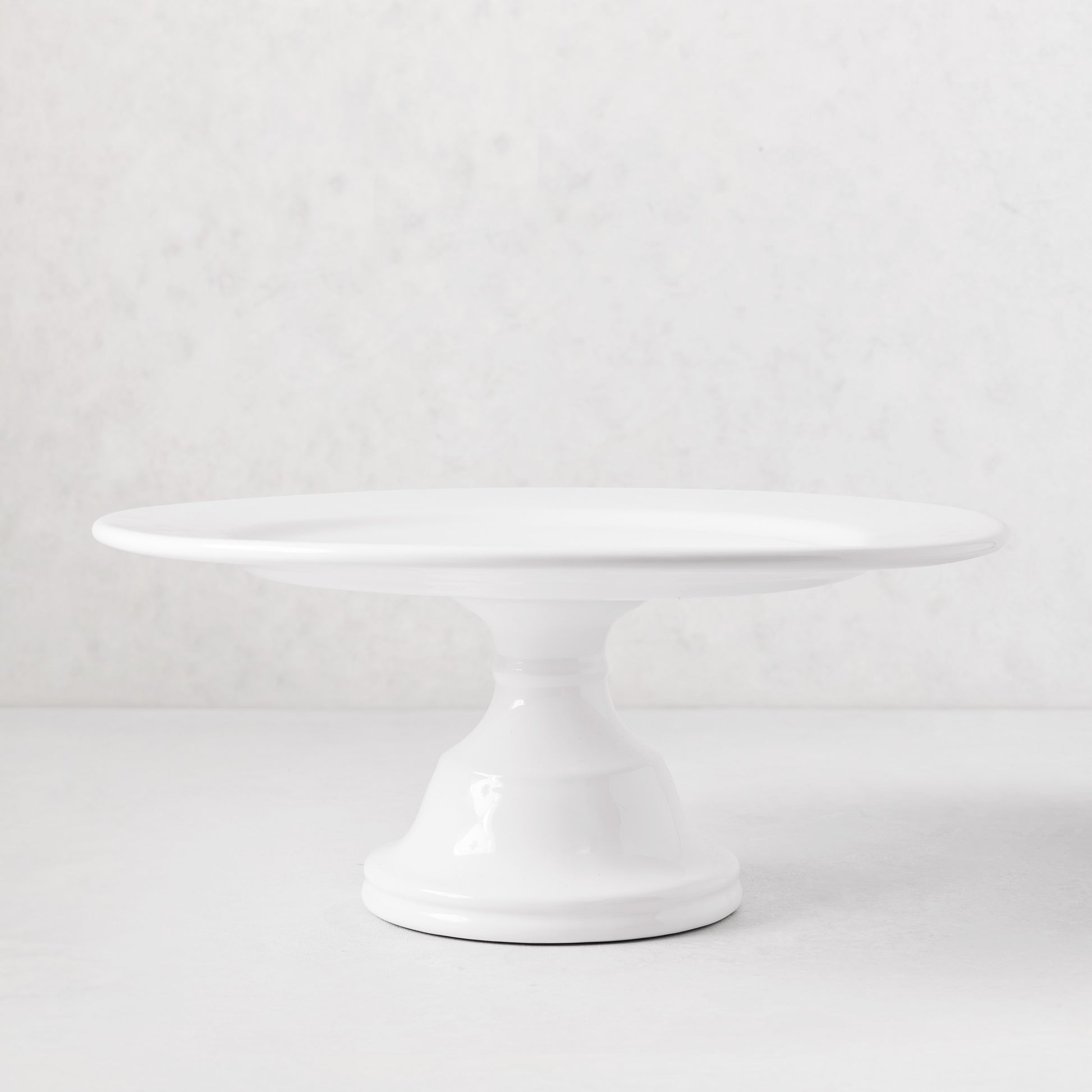 HG Original Medium Pedestal Cake Stand, creamy white ceramic, 13" diameter, 5.5" H, classic European style.
