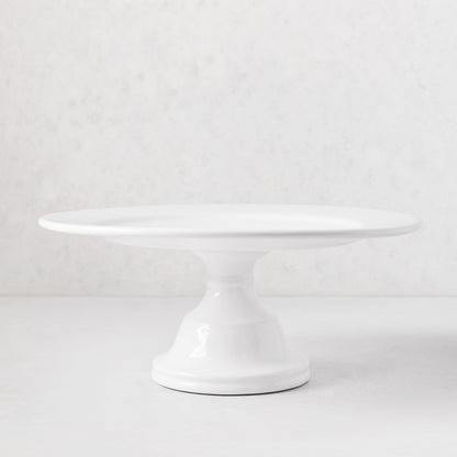 HG Original Medium Pedestal Cake Stand, creamy white ceramic, 13" diameter, 5.5" H, classic European style.