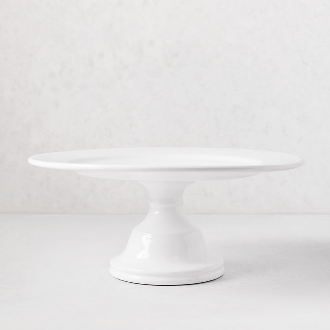 HG Original Medium Pedestal Cake Stand, creamy white ceramic, 13" diameter, 5.5" H, classic European style.
