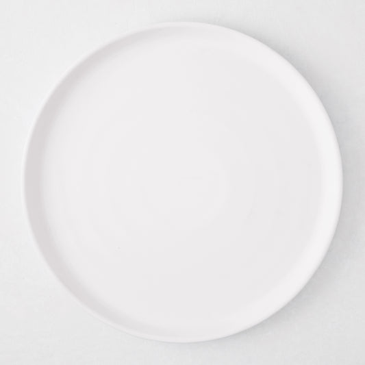 HG White Melamine Dinner Plate, 10.6"Dia, modern lipped design.