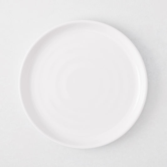 HG White Melamine Salad Plate, 8"Dia, modern lipped design.