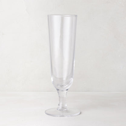 Hudson Champagne Flute, clear chunky glass, 7.7"H, handmade in Poland.