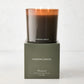 Hudson Grace Brentwood 3-Wick Candle in a dark glass vessel with a matching green gift box.