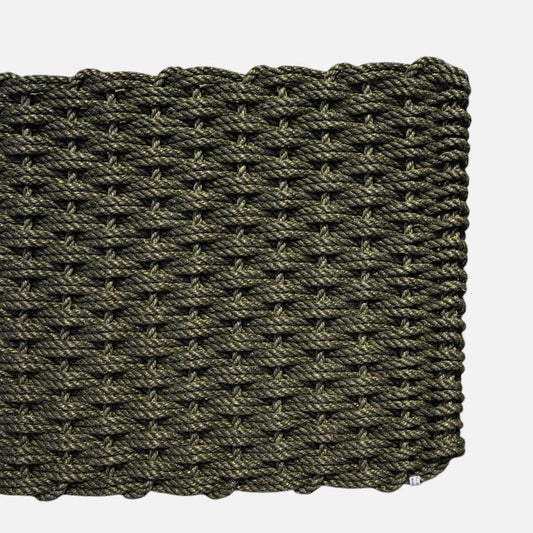 Hudson Grace forest green handwoven braided rope doormat with a durable all-weather texture