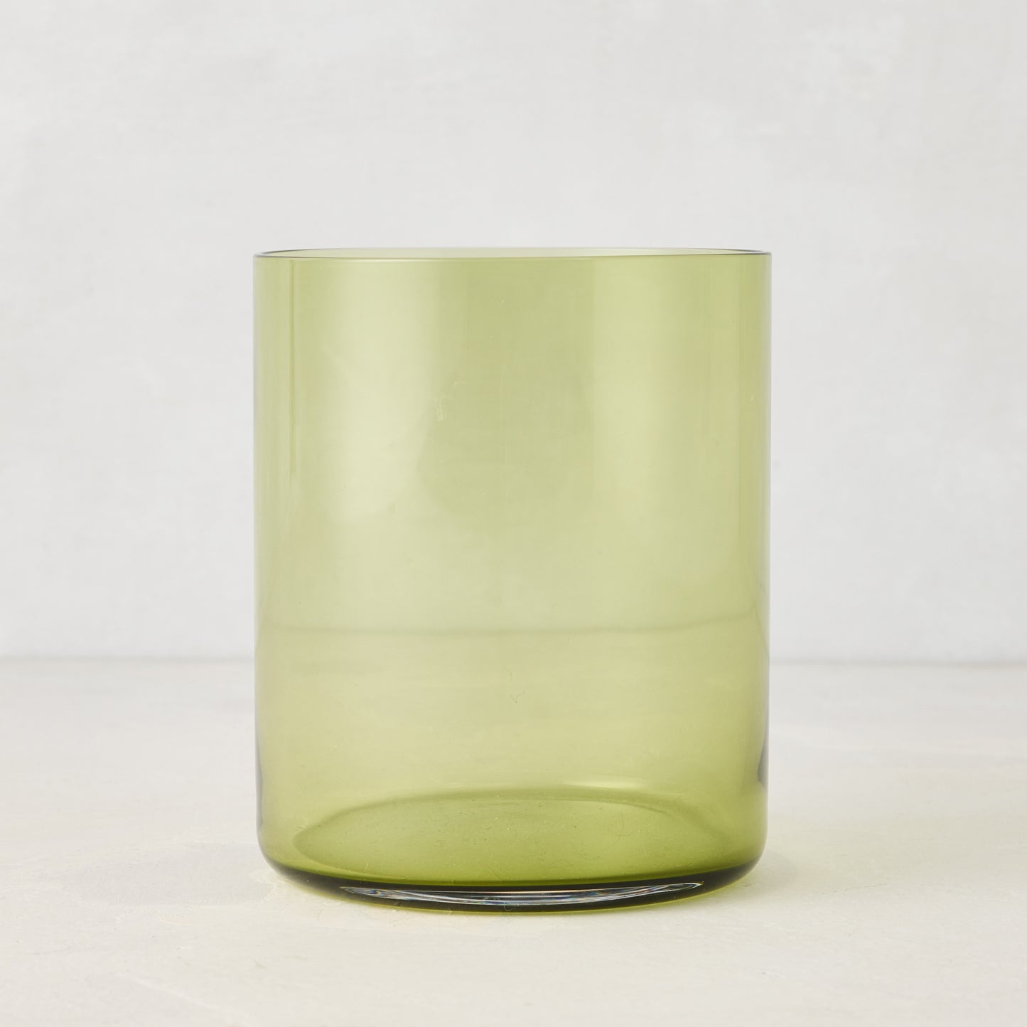 Hugo Aloe Green Double Old Fashioned Glass, sleek and sturdy, 3.25"Dia x 4"H.
