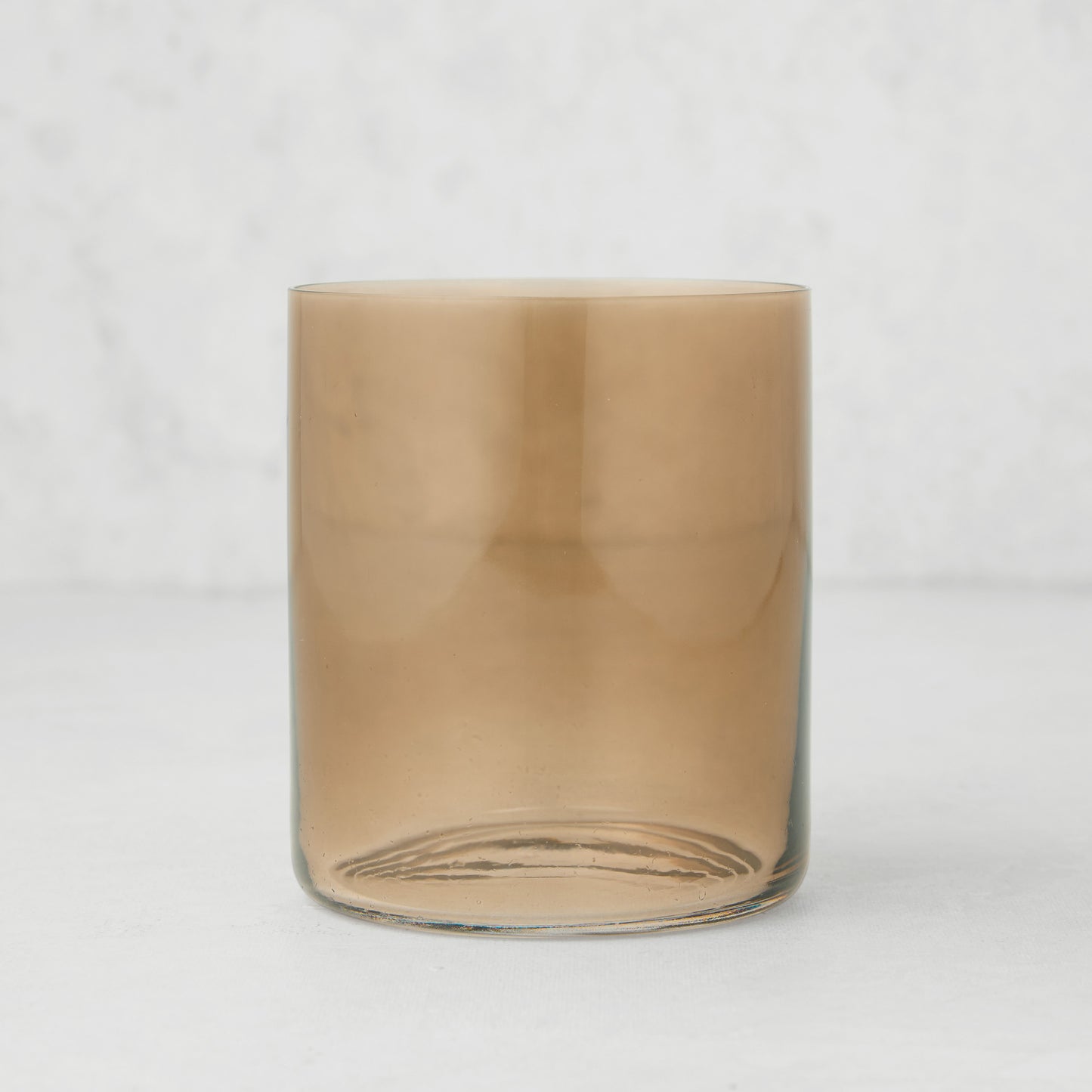 Hugo Chocolate Brown Double Old Fashioned Glass, 3.25"Dia x 4"H, sleek brown glass tumbler.