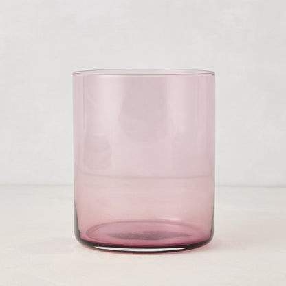 Hugo Fig Double Old Fashioned Glass, a sleek, sturdy, handmade pink glass.