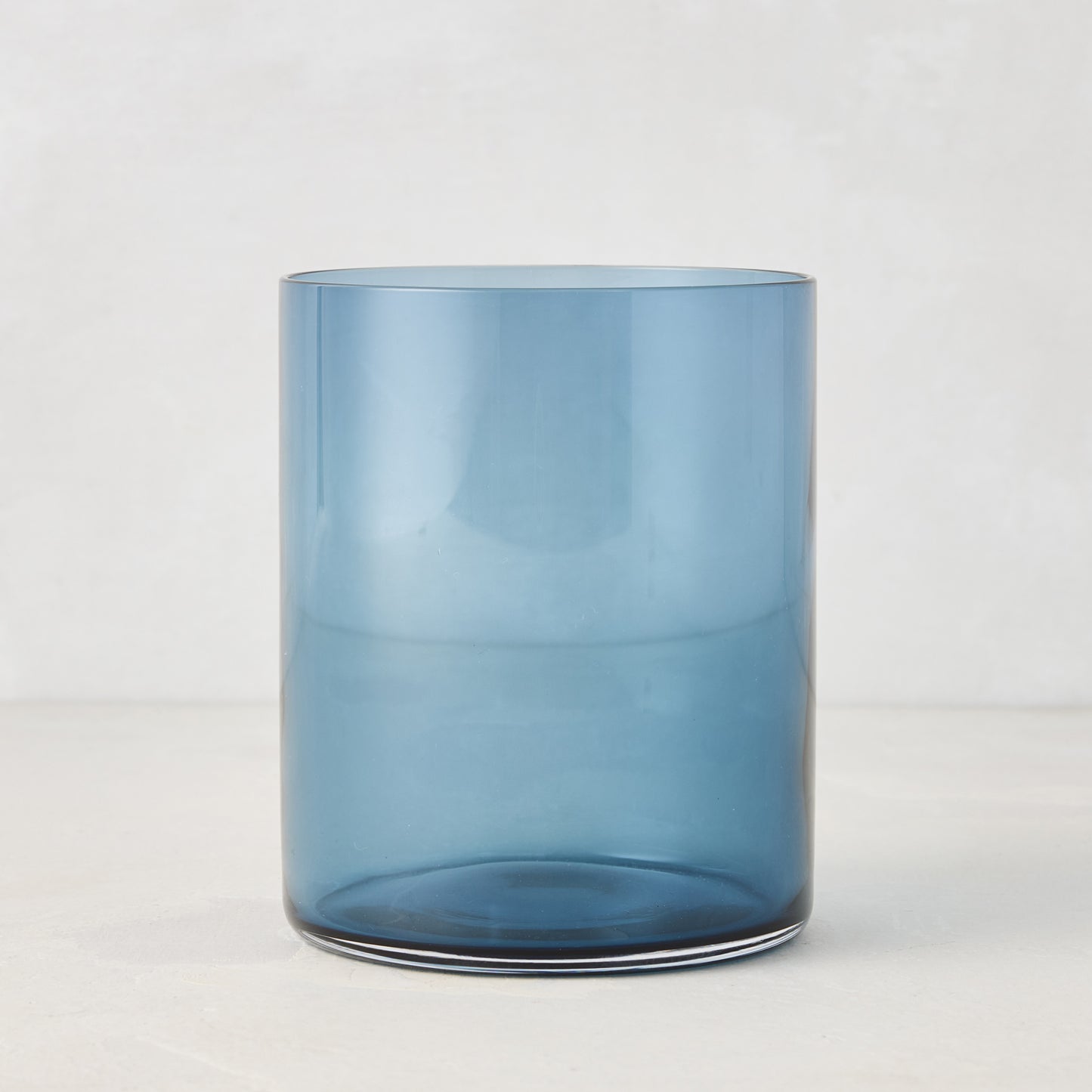Hugo Lupine Blue Double Old Fashioned Glass, 3.25"Dia x 4"H, sleek, sturdy, handmade glass.