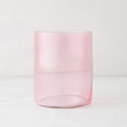 Hugo Pink Double Old Fashioned Glass, sleek and sturdy, made of pink glass.