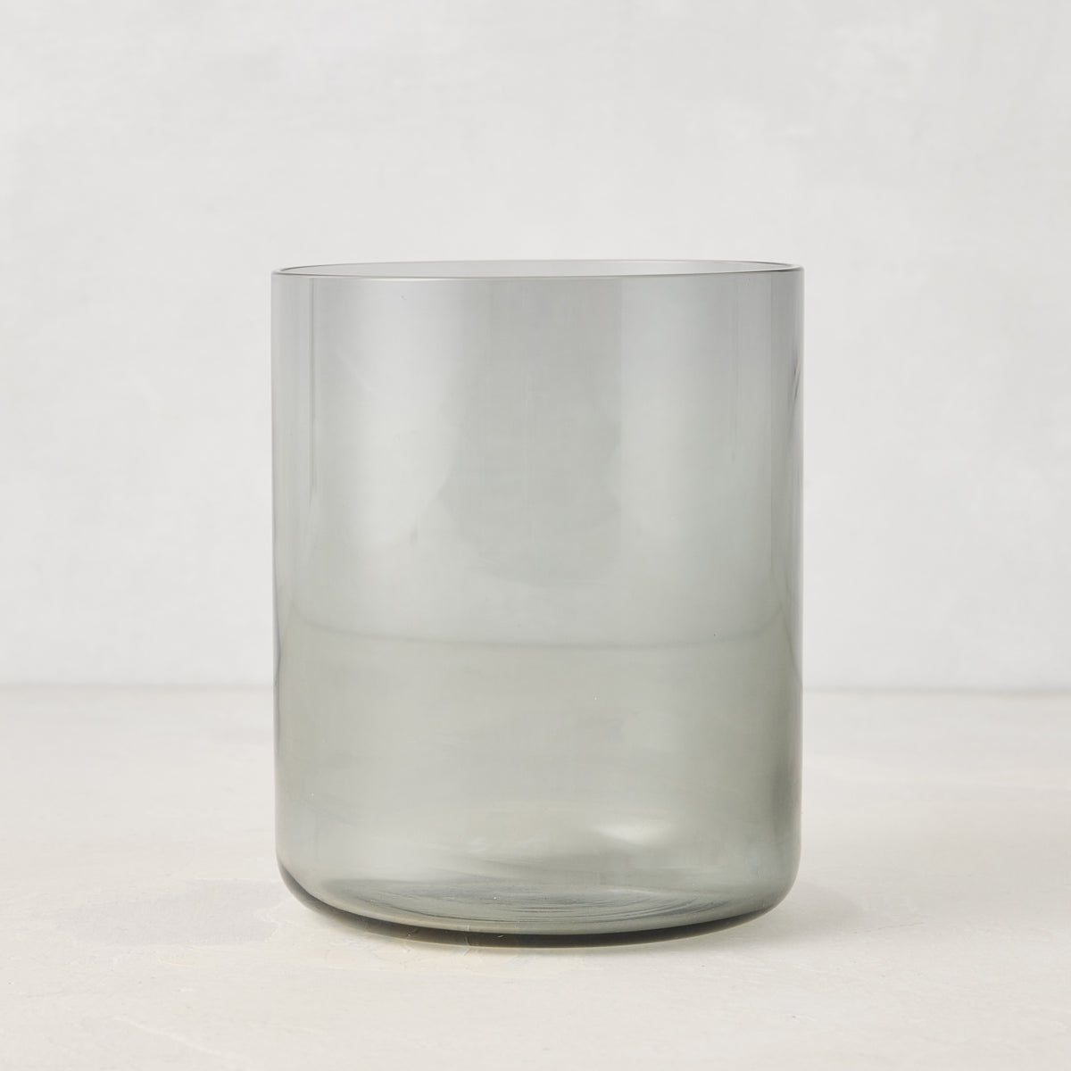 Hugo Smoke Grey Double Old Fashioned Glass, 3.25"Dia x 4"H, sleek, sturdy, handmade in Poland.