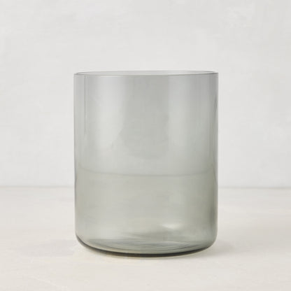 Hugo Smoke Grey Double Old Fashioned Glass, 3.25"Dia x 4"H, sleek, sturdy, handmade in Poland.
