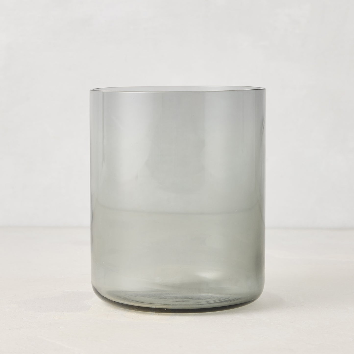 Hugo Smoke Grey Double Old Fashioned Glass, 3.25"Dia x 4"H, sleek, sturdy, handmade in Poland.
