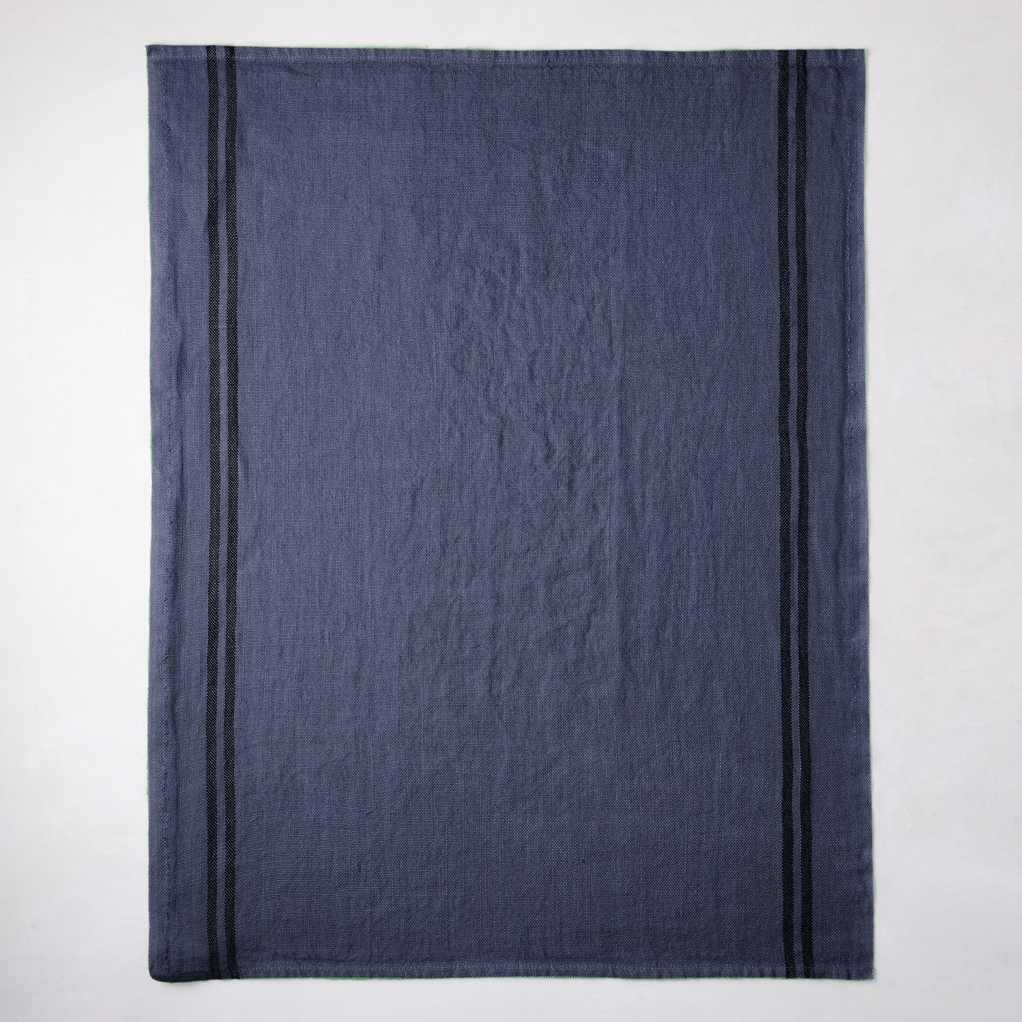 Indigo blue striped French linen hand towel, 27.5"L x 17"W.