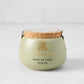 Italia Fleur De Sel salt in a green artisanal ceramic pot with a natural cork lid and gold text.