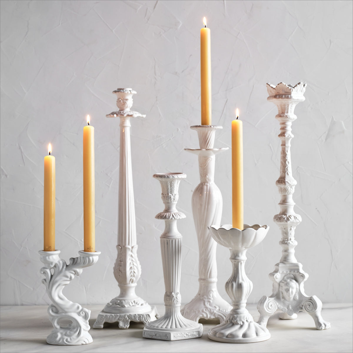 Assisi White Ceramic Candlestick