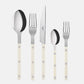 Ivory Bistro 5-piece flatware set with stainless steel and acrylic handles.