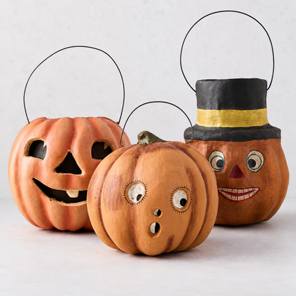 Jack O' Lantern Paper Mache Halloween Candy Bucket