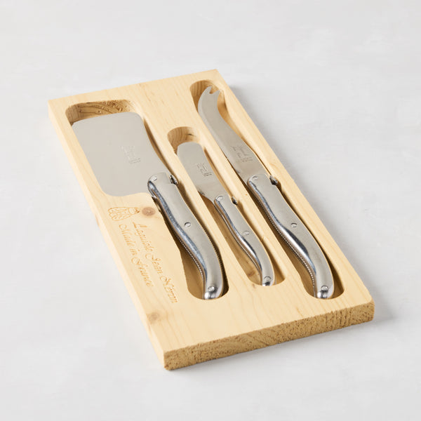 Jean Dubost Laguiole Stainless Steel 3-Piece Cheese Knife Set