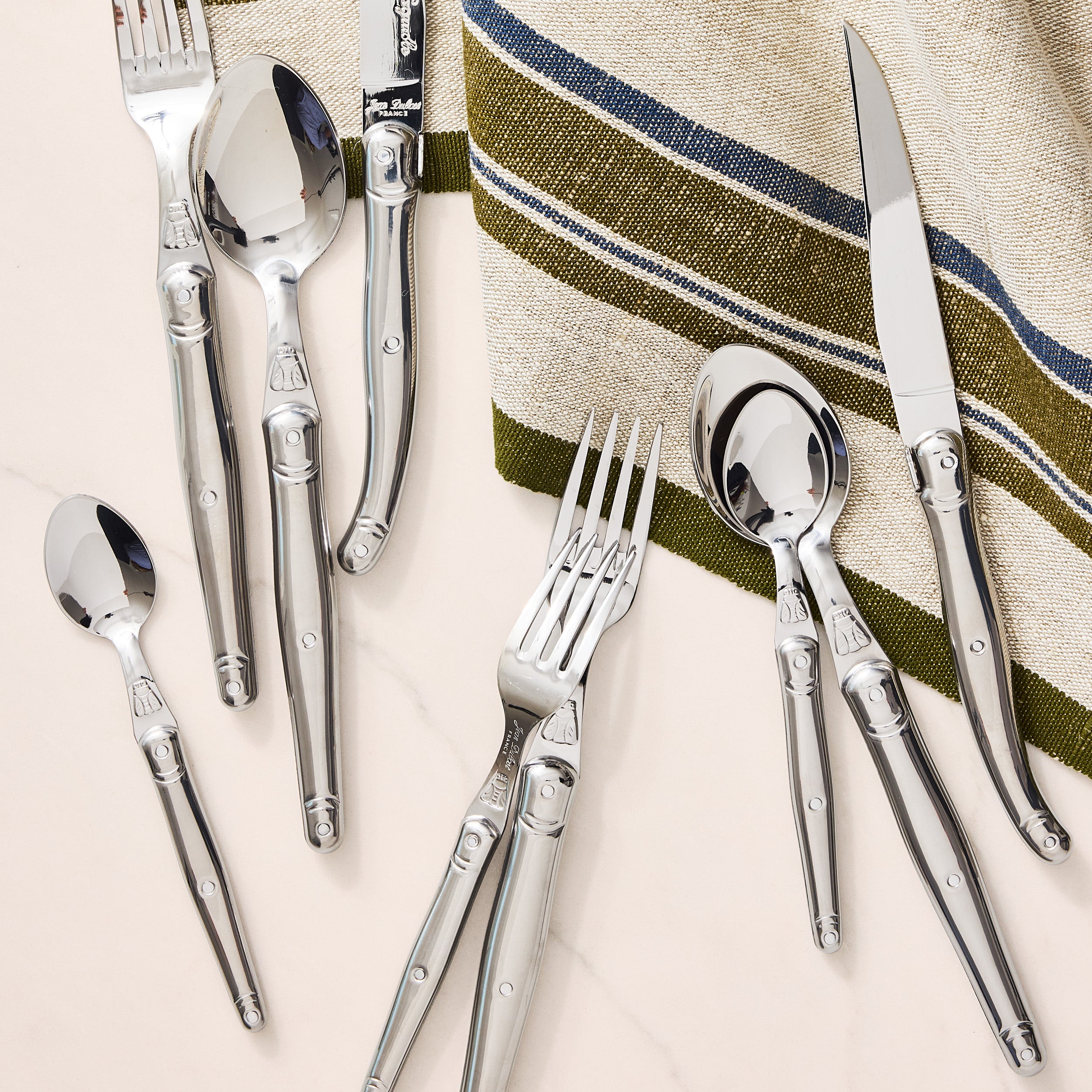 Jean Dubost Laguiole Stainless Steel 5-Piece Flatware Set - Hudson