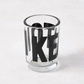 Clear glass "Keaton" Everyday Wine Glass with bold black "KEATON" signature by Diane Keaton x Hudson Grace.