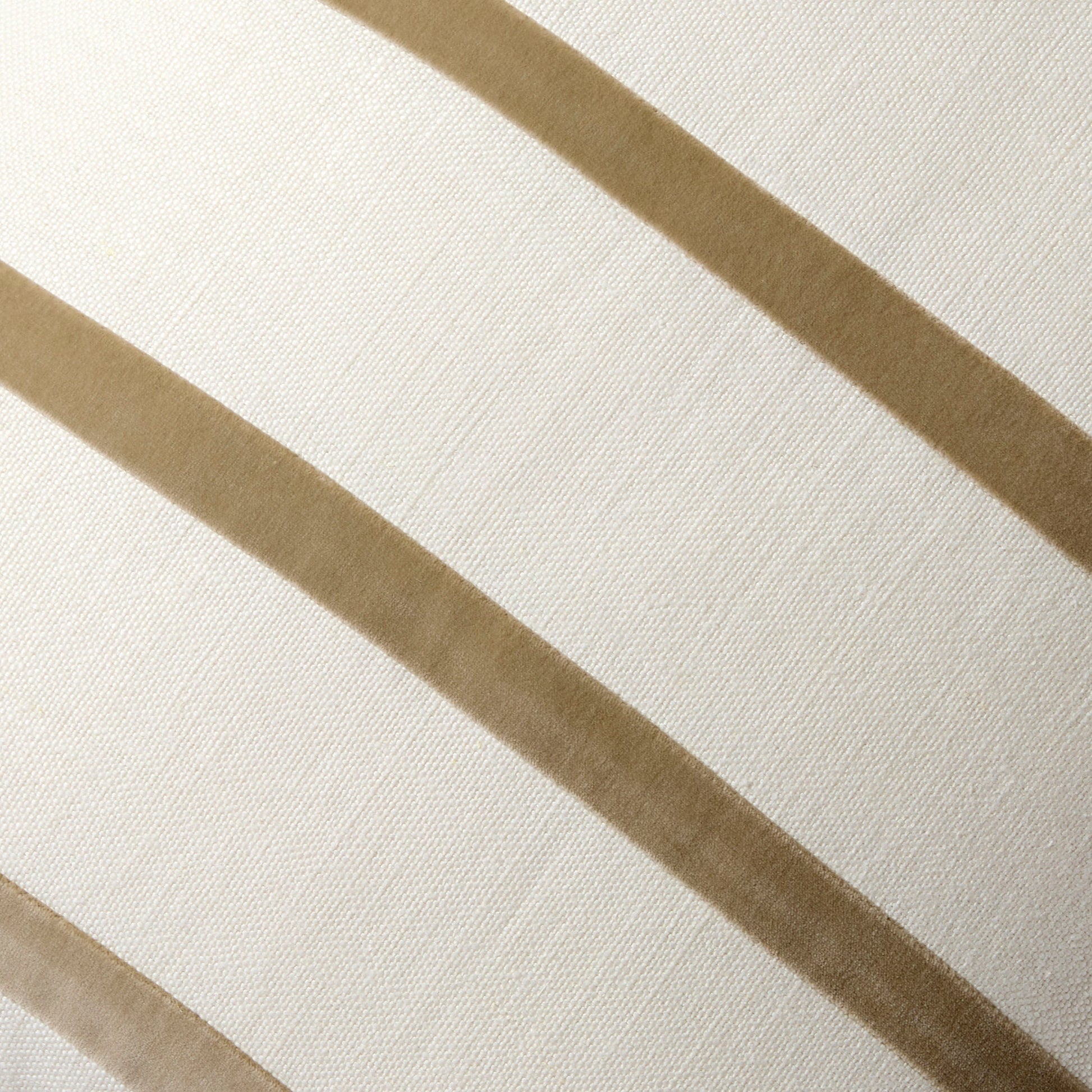 Hudson Grace Khaki and Ivory Thin Velvet Stripe Pillow, 22" square, linen and cotton velvet.