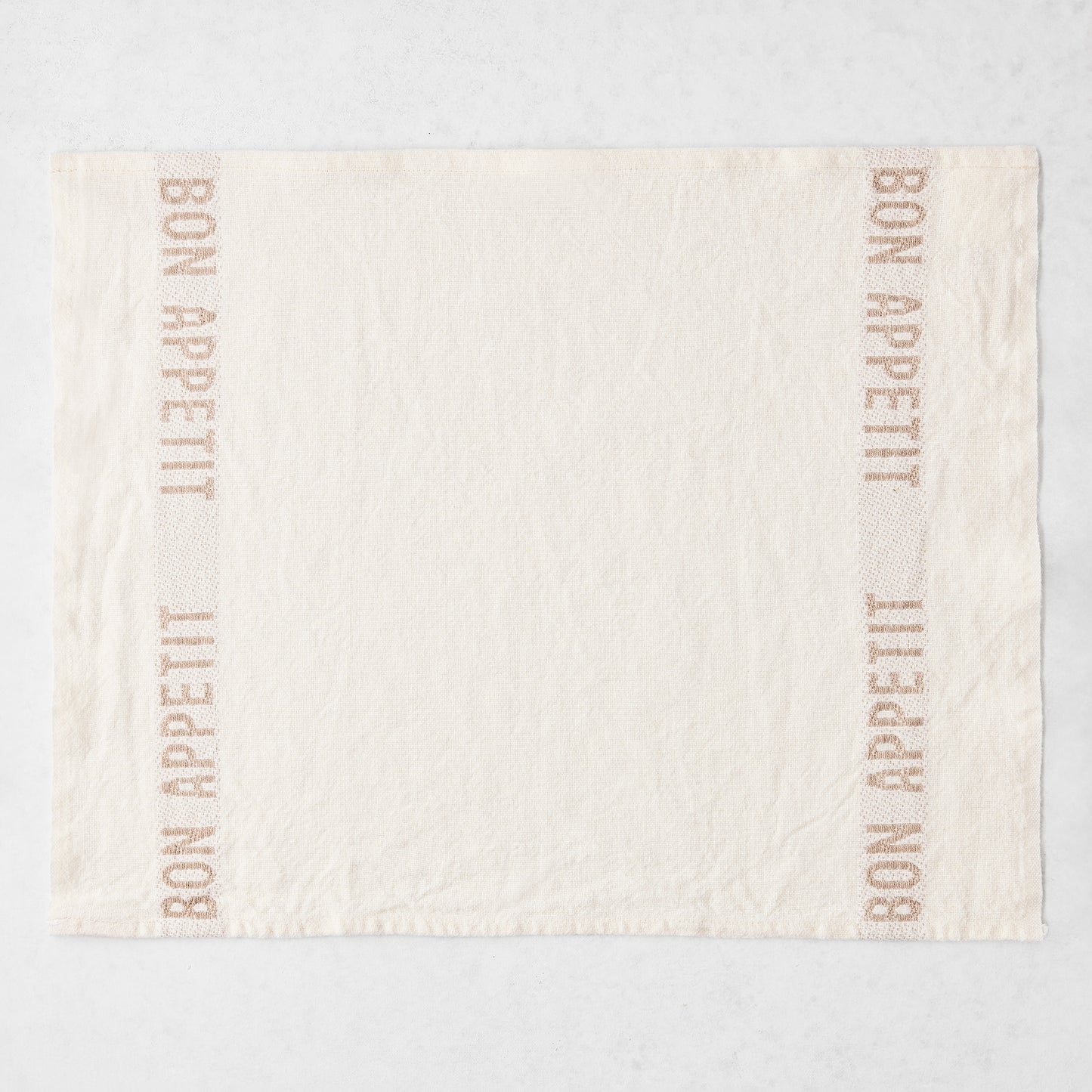 Khaki "Bon Appetit" White Linen Napkin
