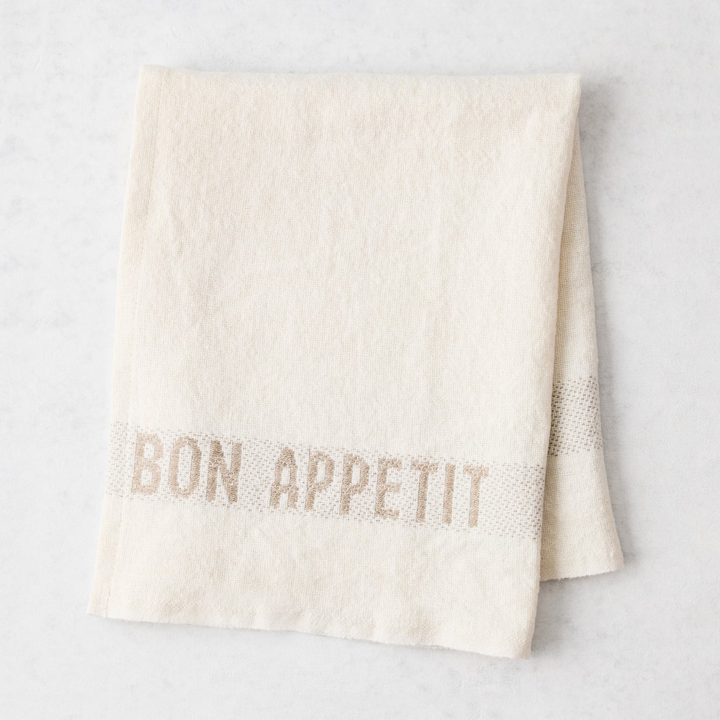 Khaki "Bon Appetit" White Linen Napkin