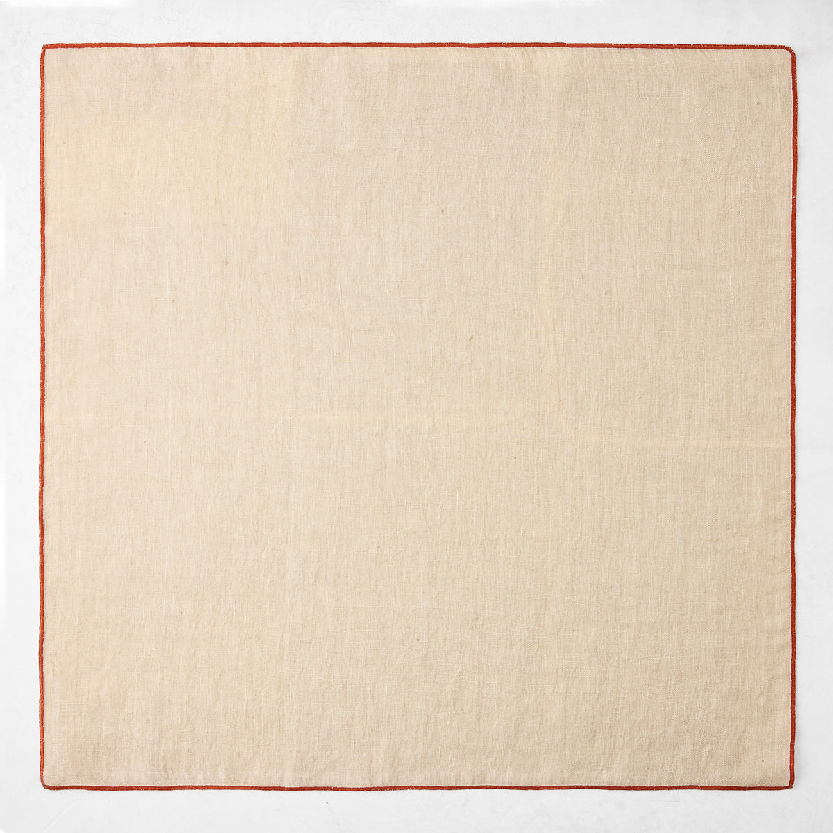 Khaki Embroidered Tipped Stitch Linen Napkin