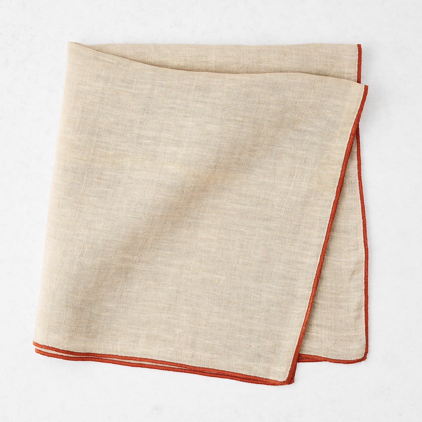 Khaki Embroidered Tipped Stitch Linen Napkin