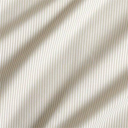 Khaki Stripe Cotton-Chambray Sheet Set with thin vertical stripes and soft fabric folds.