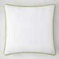 White square pillow with kiwi green velvet gusset and piping.