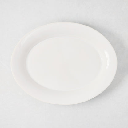 Lagos Small Ceramic Serving Platter, white oval with raised edge, 15.75"L x 12.4"W.