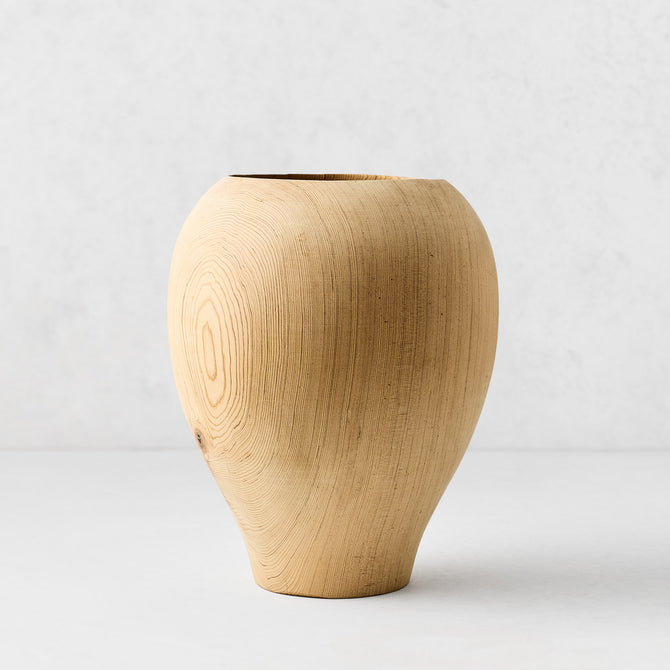 Large Decorative Cedar Wood Vase