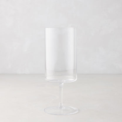 Large Hugo Stemmed Wine Glass, clear glass, modern sleek design, 2.7"Dia x 7"H.