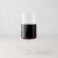 Large Hugo Stemmed Wine Glass, clear glass with red wine, modern sleek design.