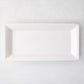 Large Lucca rectangular white ceramic serving platter with a sleek, modern edge.